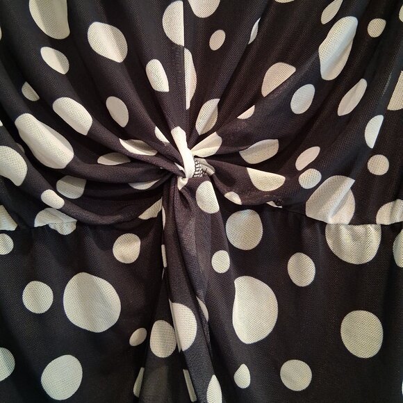 Isaac Mizrahi Live! Black and White Dot Mesh Blouse Women's Size XL - Picture 4 of 16
